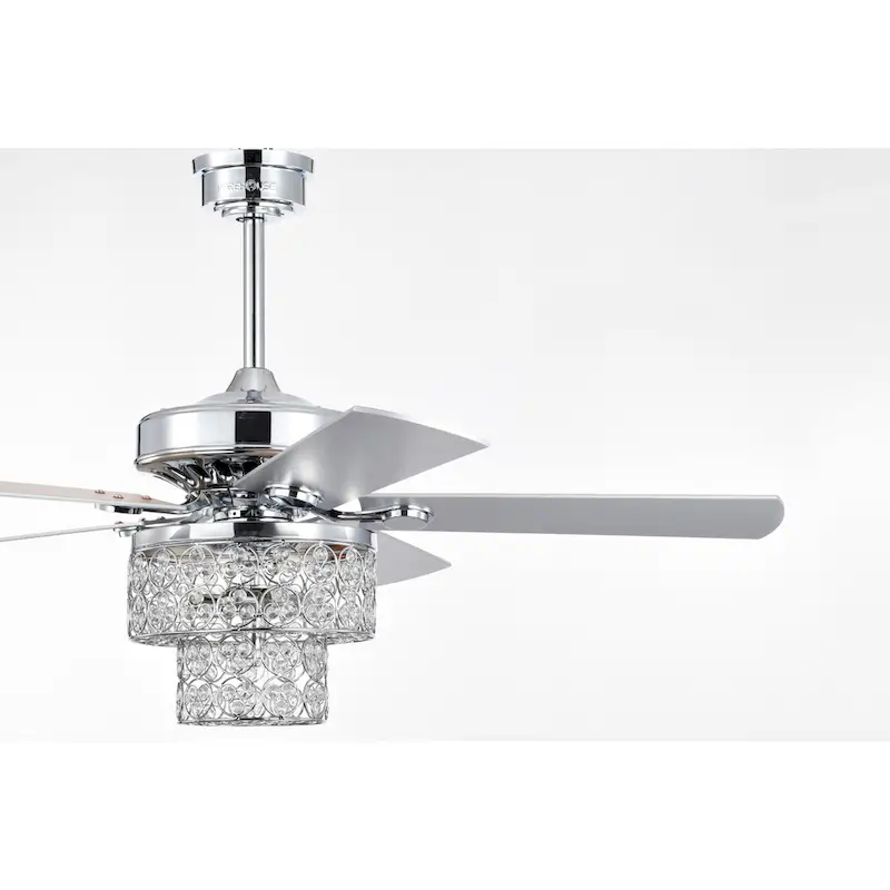 Caderina 52 Inch Chrome Finished 4 Light, 5 Blades Ceiling Fan with Remote