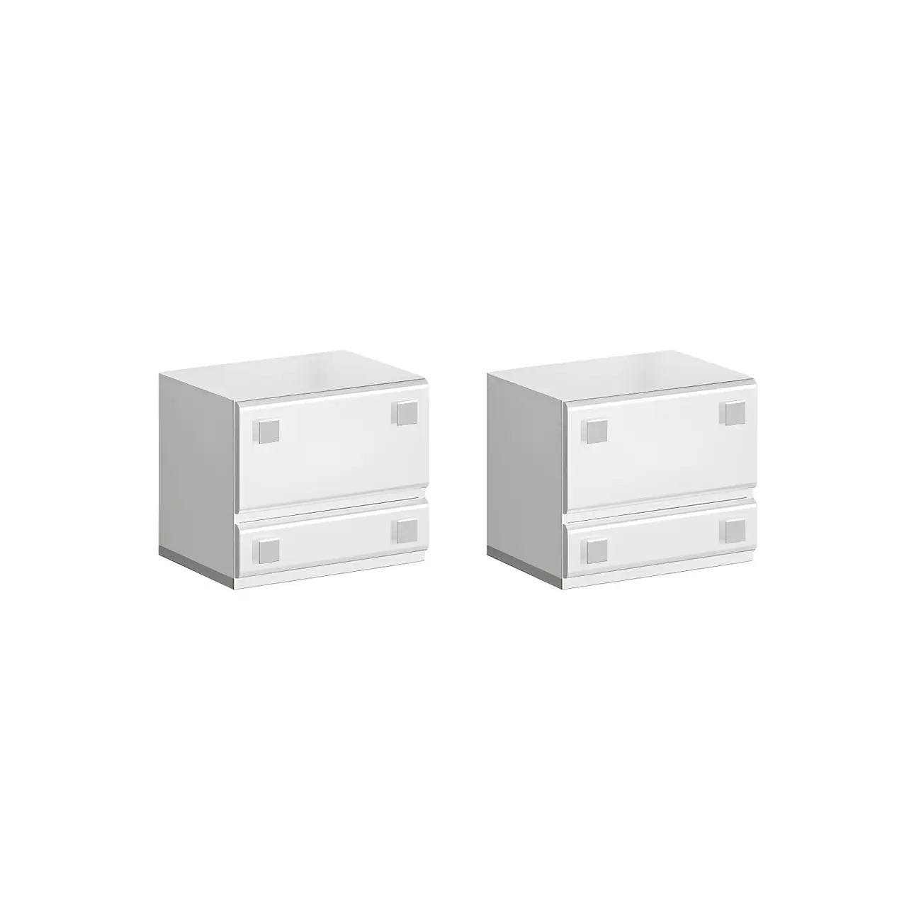 Modern Glossy Wood Metal 2-Drawer Nightstand