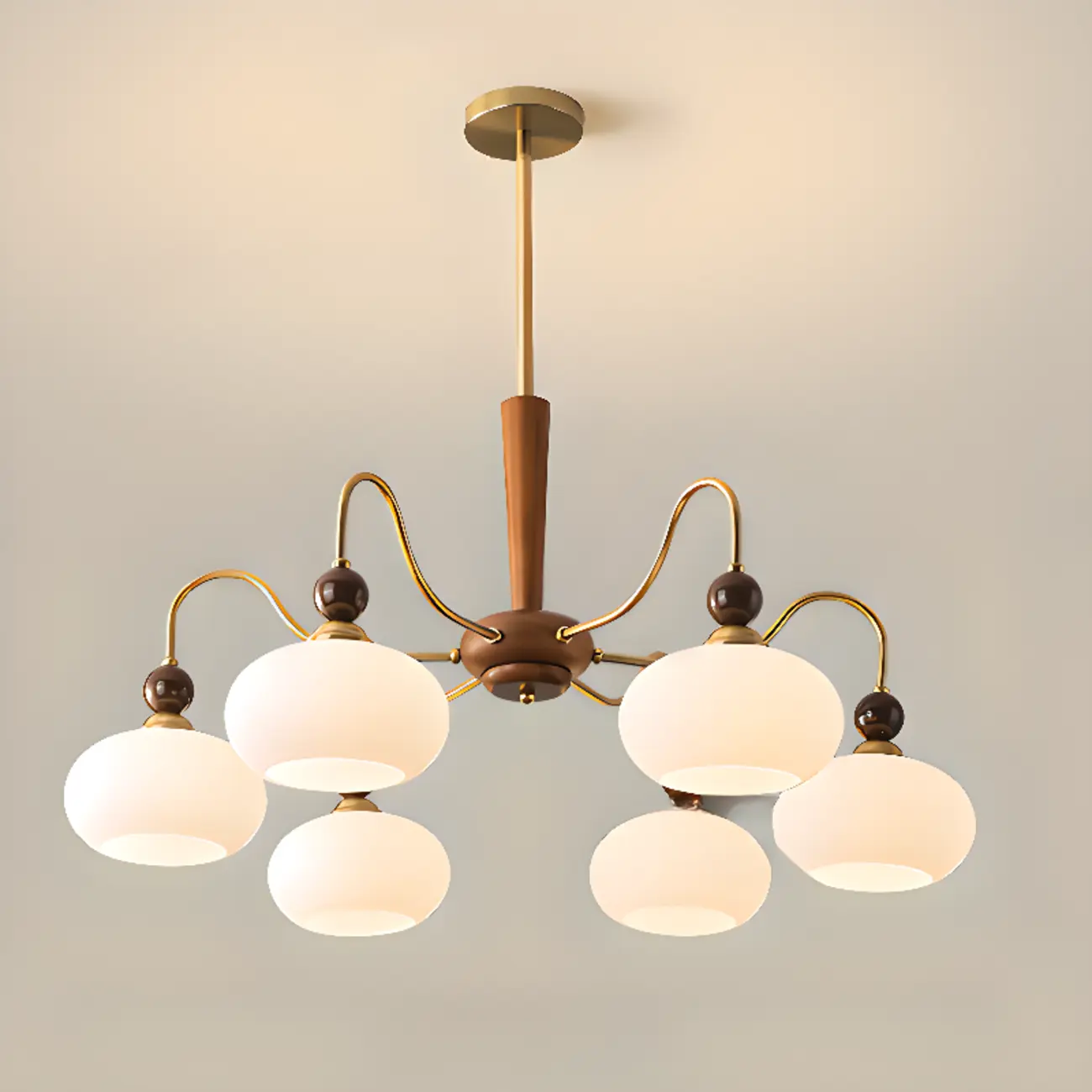 Modern Multi-Light Glass Globe Chandelier with White Shade