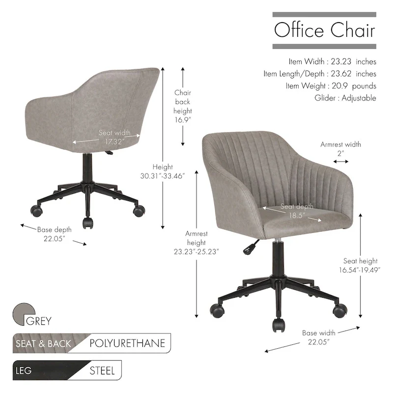 Office Desk Chair, Tufted PU Leather Upholstery