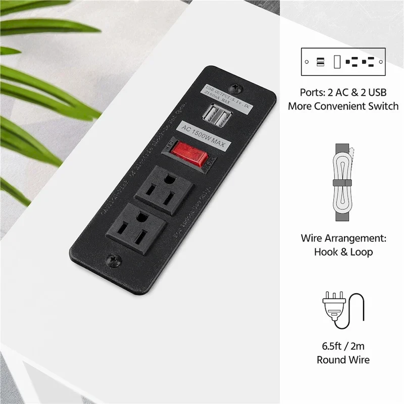 Yaheetech 2-Tier Narrow Sofa Table with Outlet Industrial Long Console Table