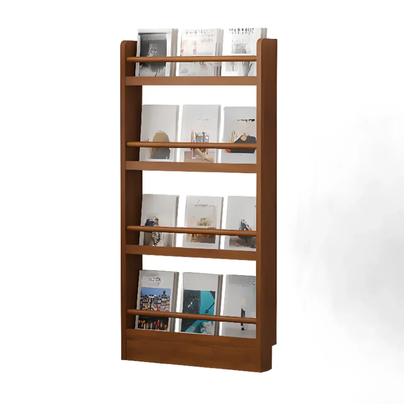 Rustic Brown Oak Bookcase Open Rectangular BookShelves