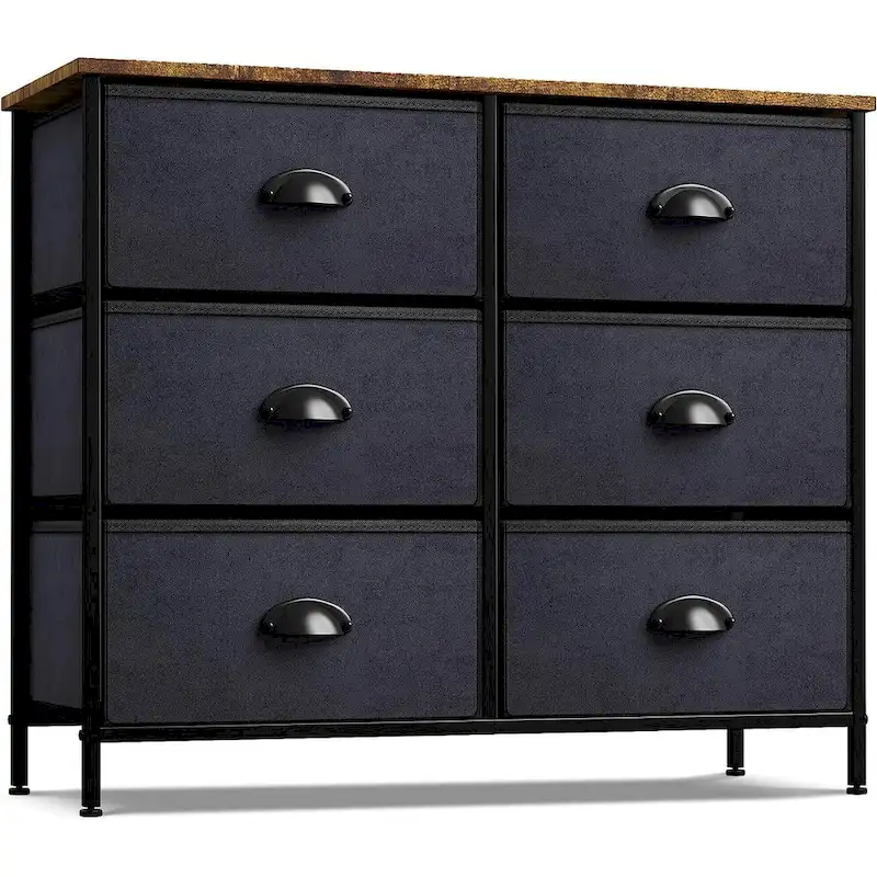 Small six-drawer chest of drawers - wooden farmhouse style decorative shelf