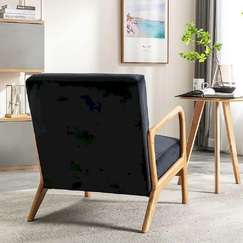 Velvet/ Wood Mid-century Modern Armchair