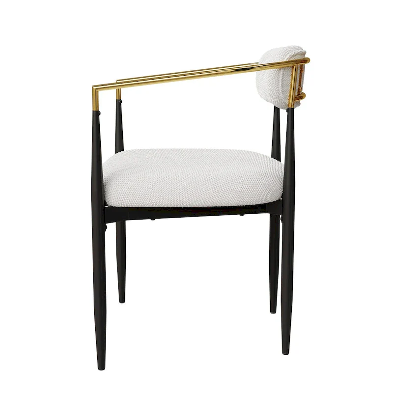 Set of 2 Dining Chairs with Teddy Velvet Upholstery and Metal Legs