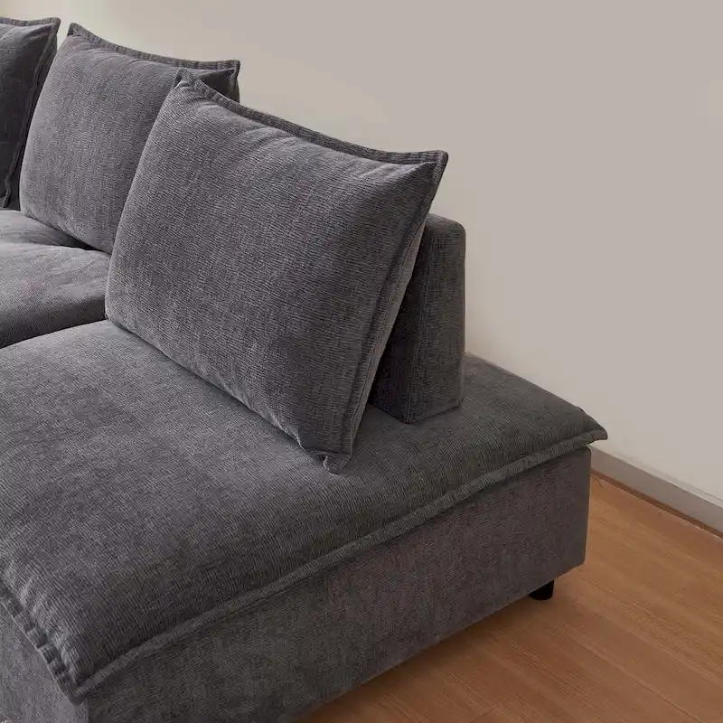 Chenille Upholstered Armless Modular Sectional Sofa, Free Combination