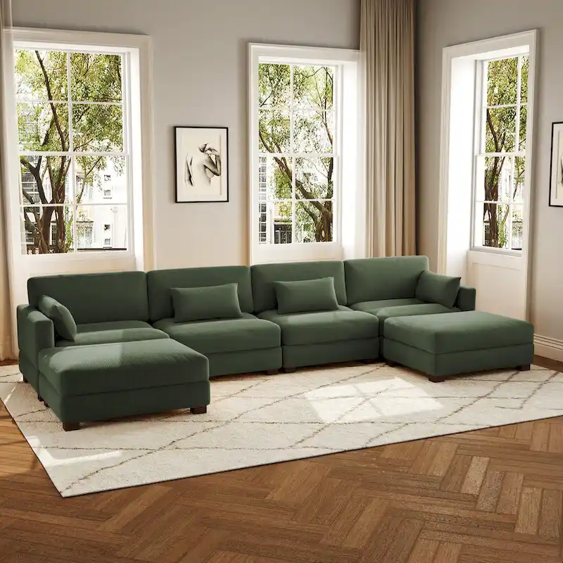 U Shaped Couch Sectional Sofa with Ottoman