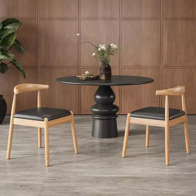 Pexfix Natural-black Faux Leather Dining Room Chair Set of 2