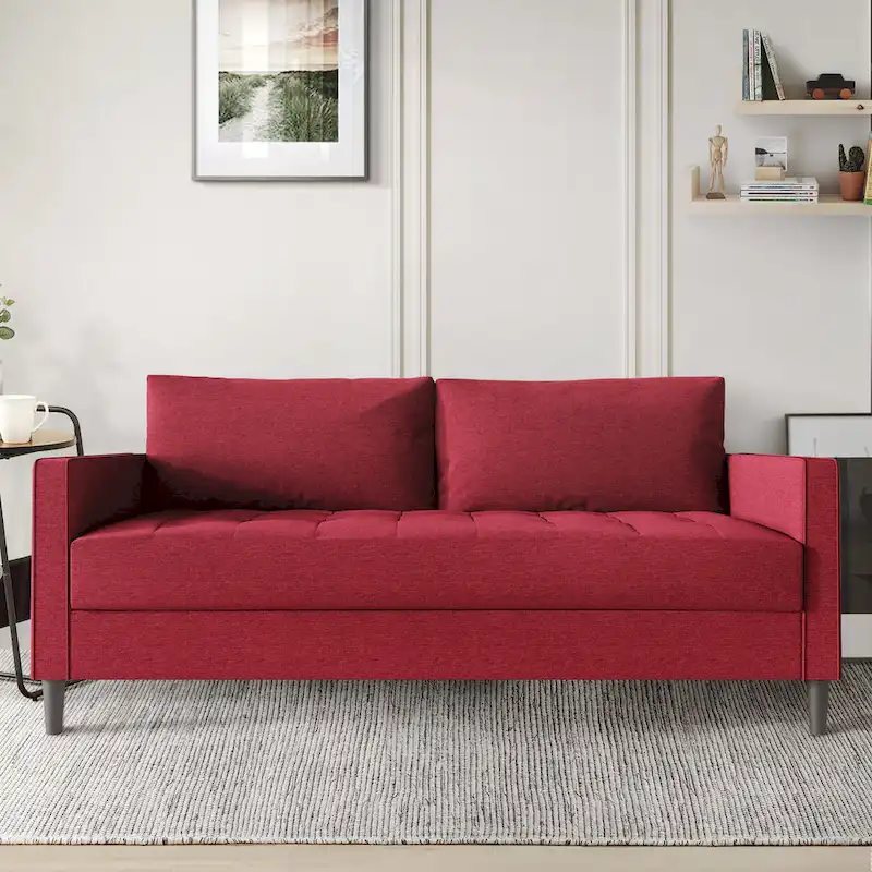 Contemporary Minimalist Linen Upholstered Sofa