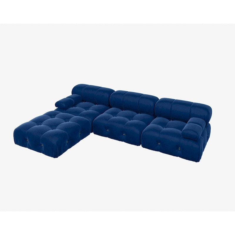 104  Wide Velvet Reversible Modular Sofa & Chaise with Ottoman