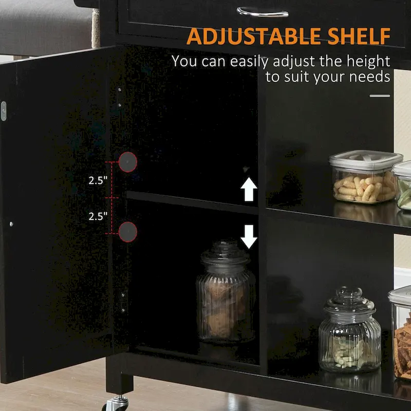 Rolling Kitchen Island Cart with Solid Wood Top and Drawer