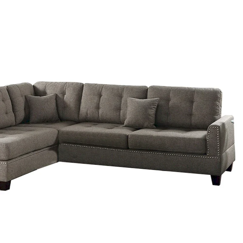 Polyfiber 3 Piece Sectional Set With Plush Cushion In Light Brown