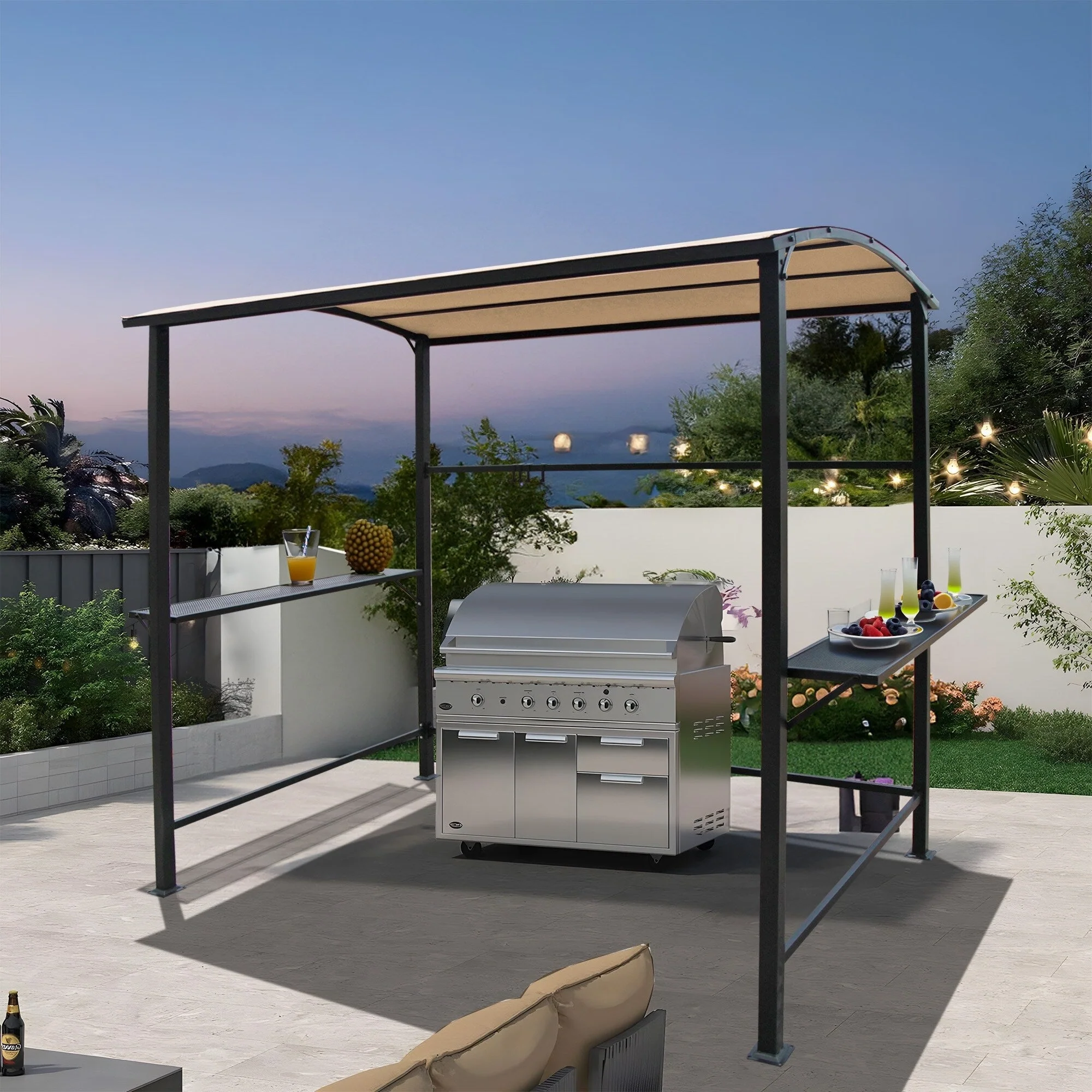 Outdoor 5 ft. x 8 ft. Steel Frame Grill Gazebo Canopy Barbecue Shelter