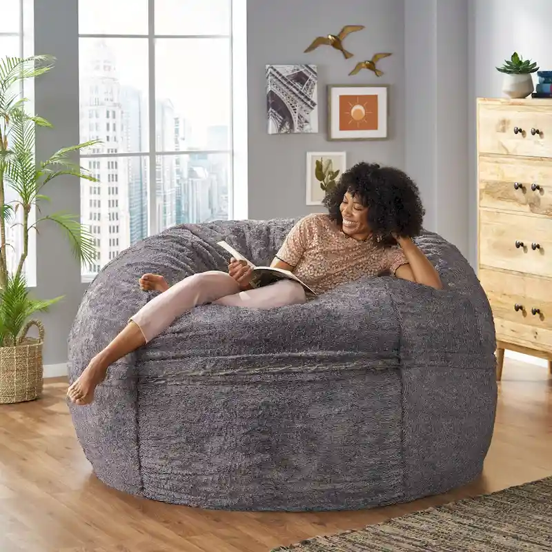 Greyrock Modern Glam Faux Fur Winter Bean Bag by Christopher Knight Home