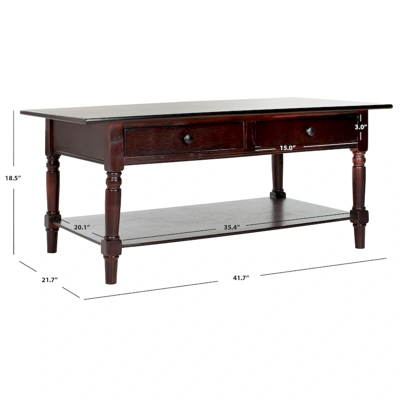 SAFAVIEH Bama Grey 2-Drawer Coffee Table - 41.7 W x 21.7 D x 18.5 H - 42Wx22Dx19H
