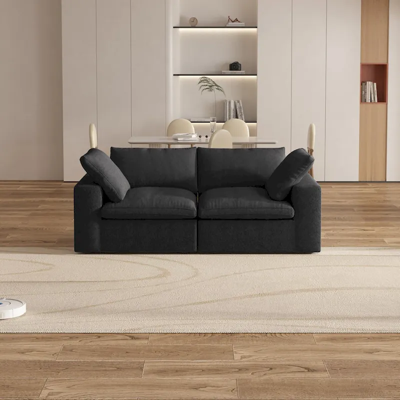 80   Linen Upholstered Loveseat Sofa Sectional Couch