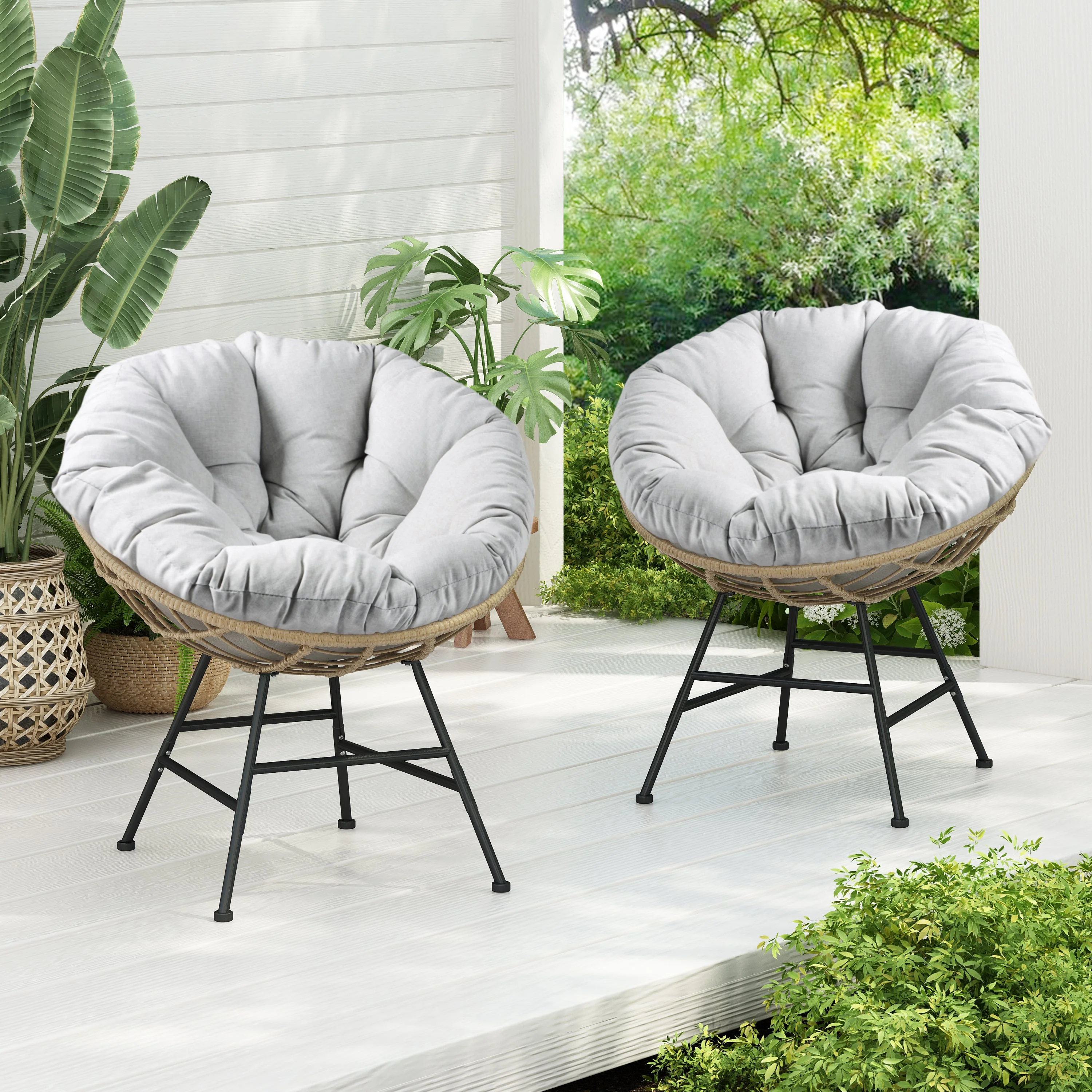 Redemond Outdoor PE Rattan Shelll Chair with Cushions