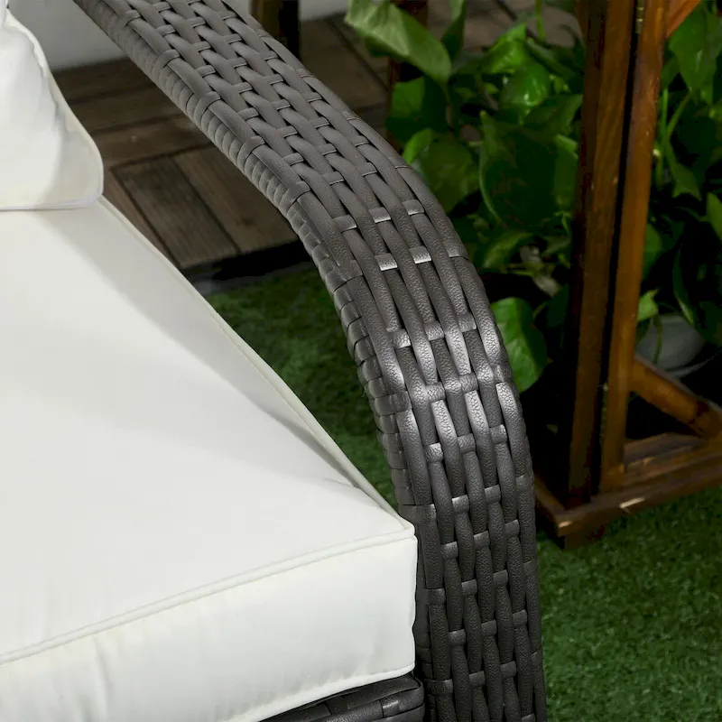 Patio Wicker Adirondack Chair, All-Weather Rattan Fire Pit Chair Soft Cushions, Tall Curved Backrest and Armrests