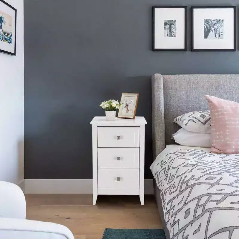 Karl Home 3-Drawer White MDF 15.75in. W Nightstands