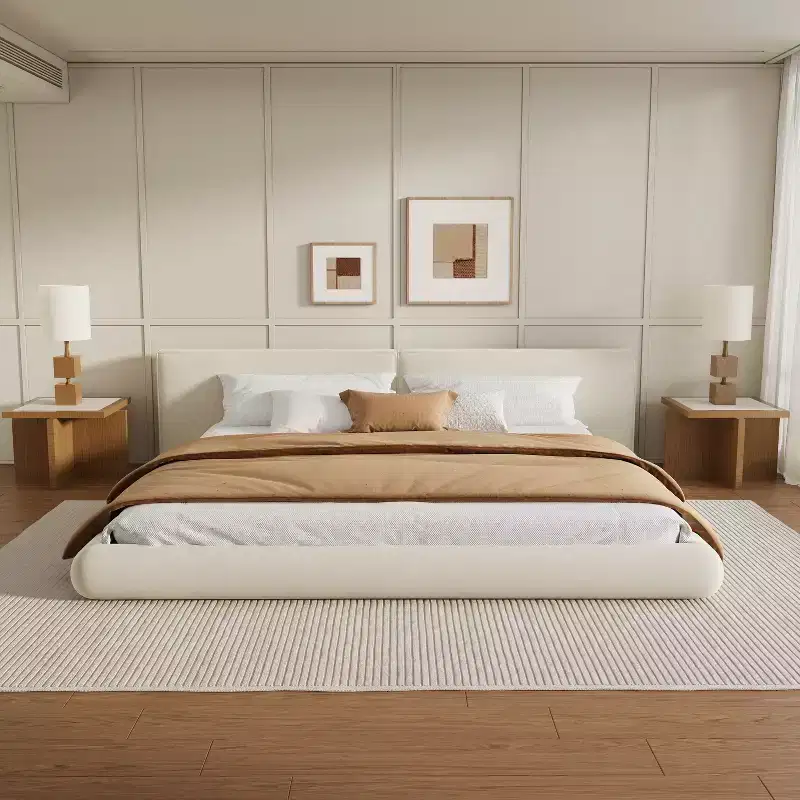 Christopher Knight Home Gabrielle Modern Upholstered Platform Bed with Oversized Headboard