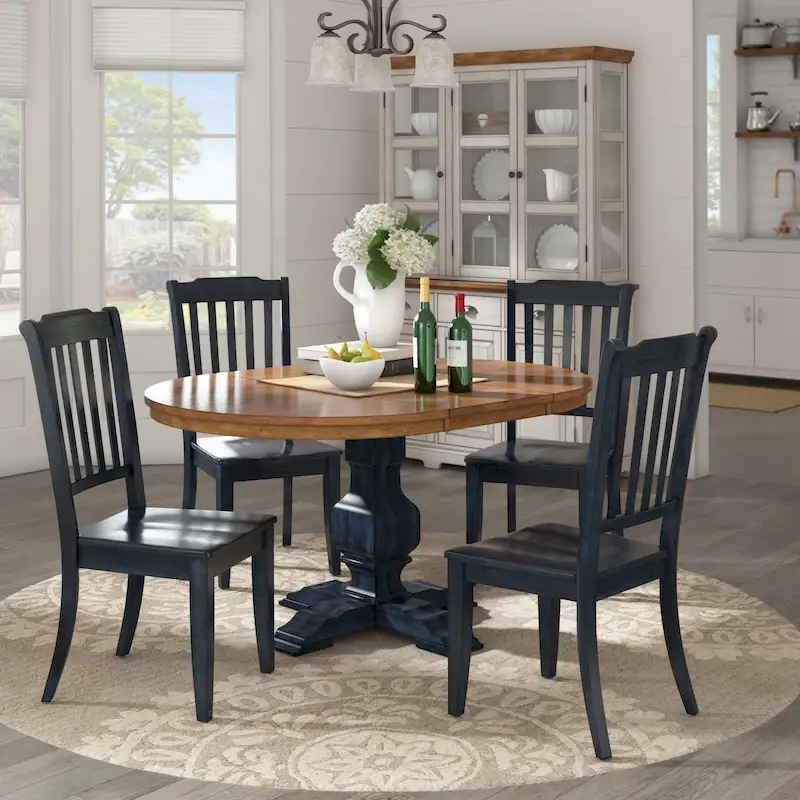 Two-Tone Oval Solid Wood Dining Table
