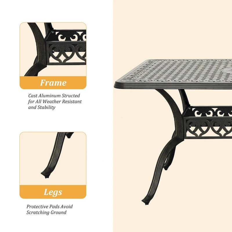 Clihome 7 Piece Patio Cast Aluminum Outdoor Dining Set in Bronze