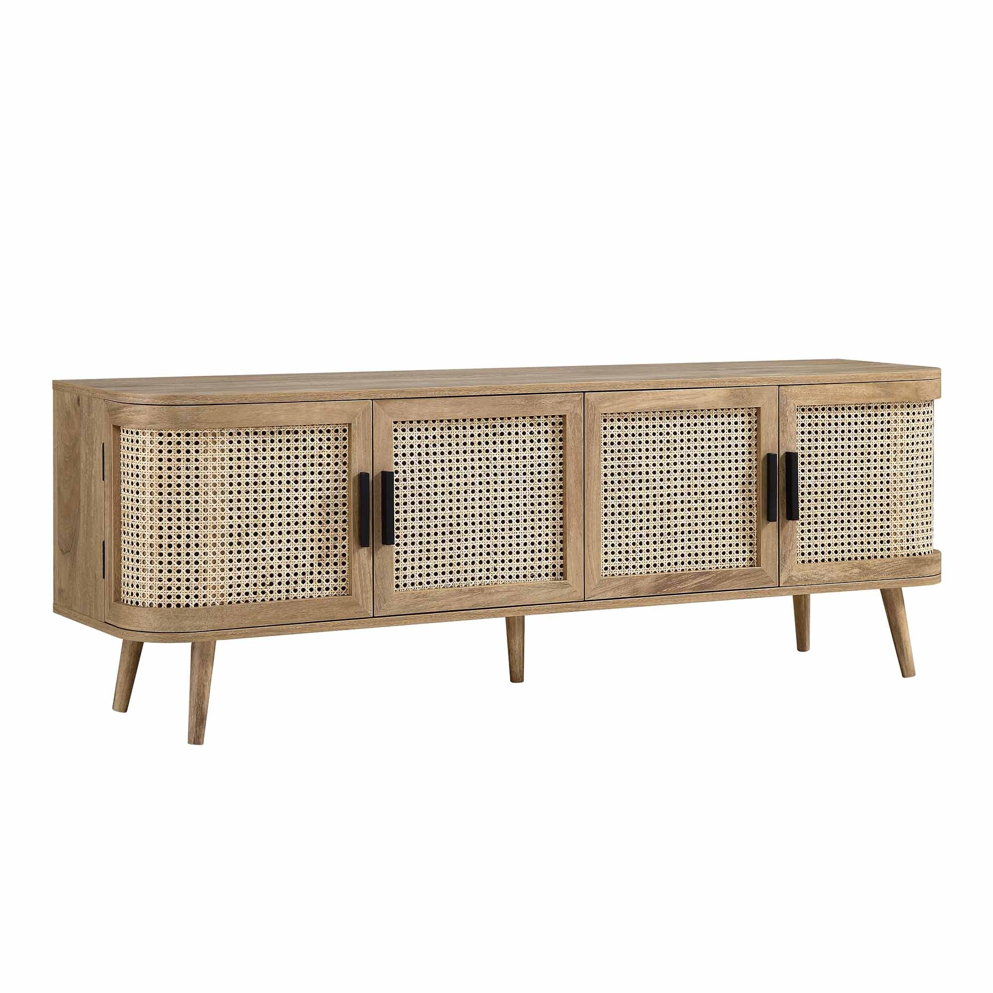 Curved Rattan 63 Wide TV Unit, Natural