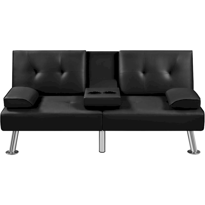 Yaheetech Faux Leather Convertible Futon Sofa Bed 3-In-1 Adjustable Futon Couch