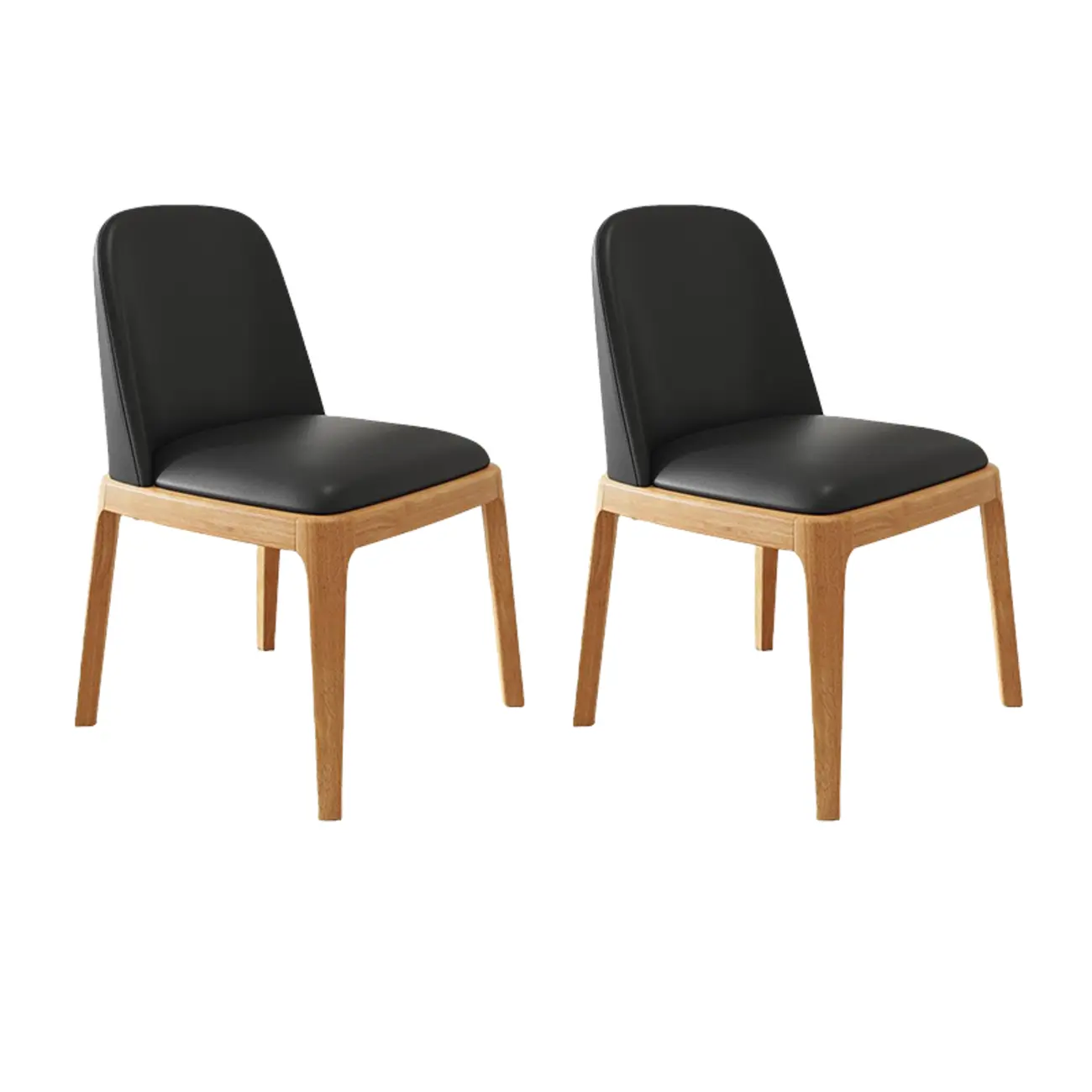 Modern Rubber Wood Upholstered Dining Chair Set of 2