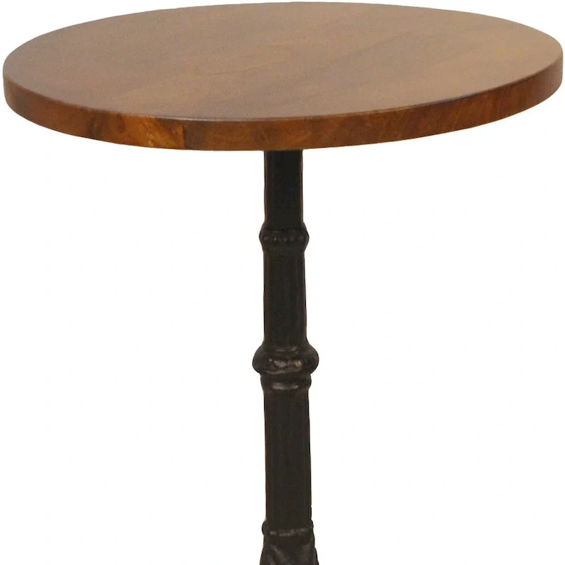 HomeRoots 28 Black And Wood Brown Solid Wood And Iron Round End Table - 28