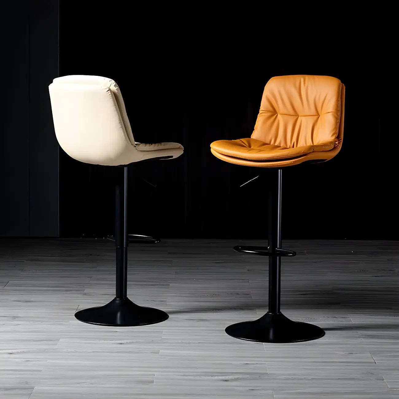 Adjustable Leather Low Back Swivel Bar Stool