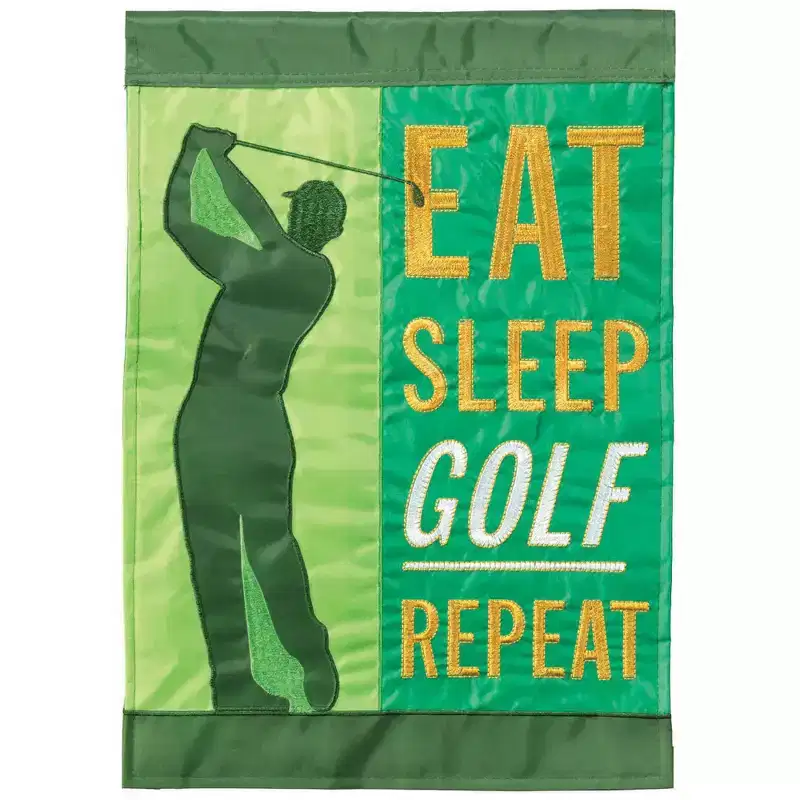 Magnolia Garden Eat Sleep Golf Repeat 13 x 18 Inch Green Polyester Garden Flag