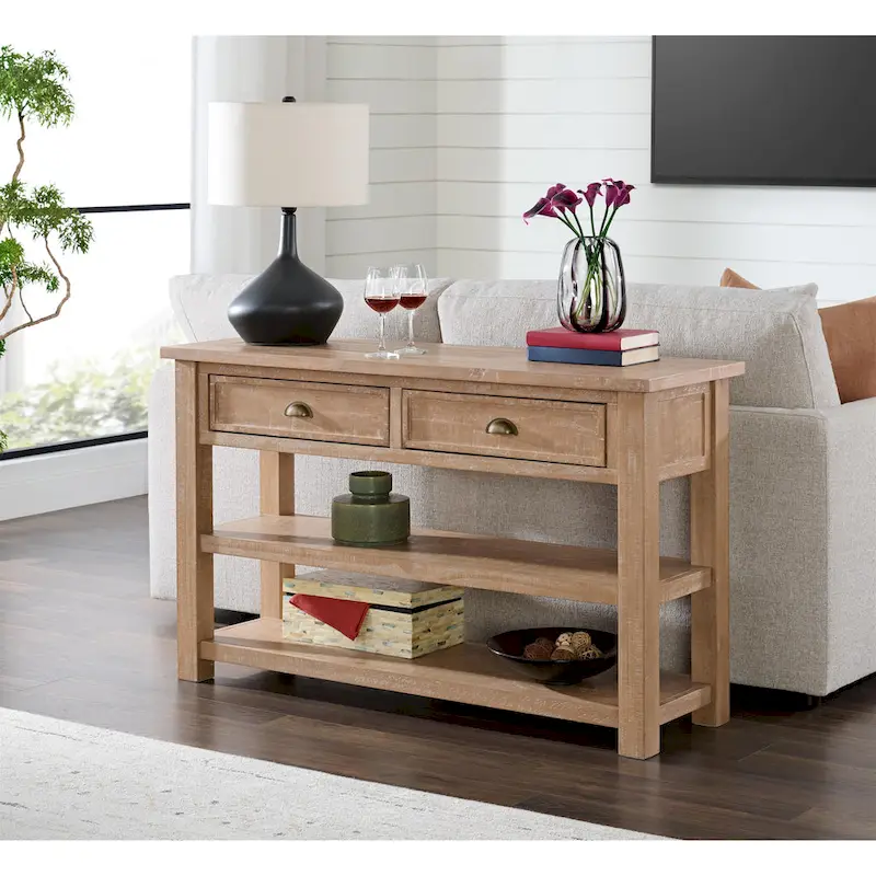 The Gray Barn Downington Solid Wood 2-Drawer Sofa Console Table