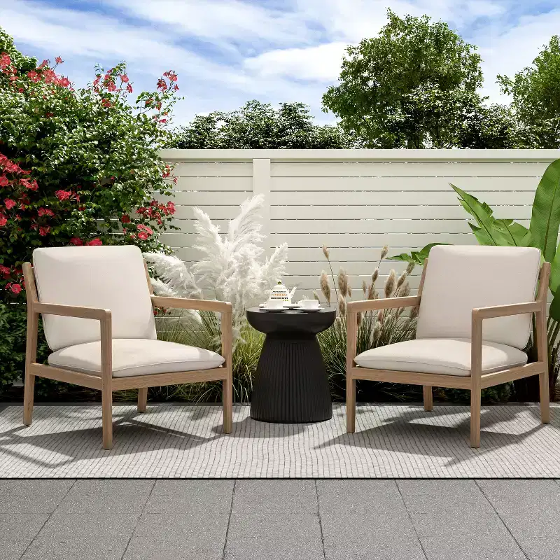 Christopher Knight Home Vanda Patio Acacia Wood Open Slat Club Chairs with Cushions (Set of 2)