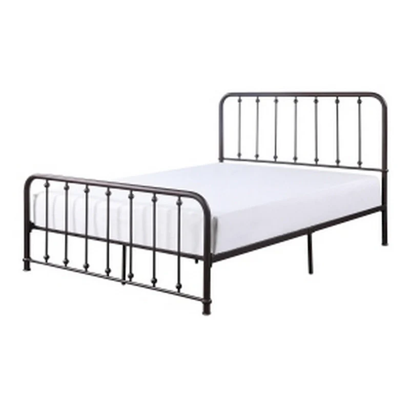 Bronze Queen Metal Bed with Slatted Headboard