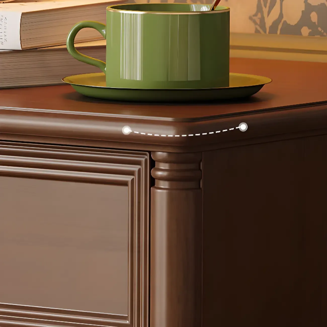 Traditional Rectangular Solid Wood 3-Drawer Black Nightstand