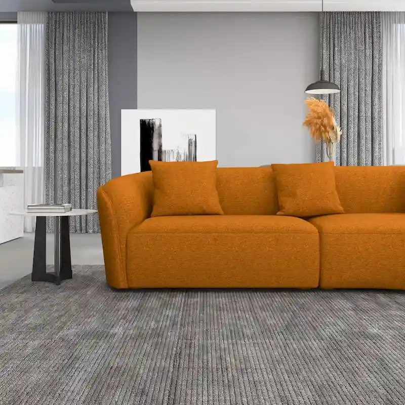 Gallar Japandi Style Luxury Modern French Boucle Curved Sofa