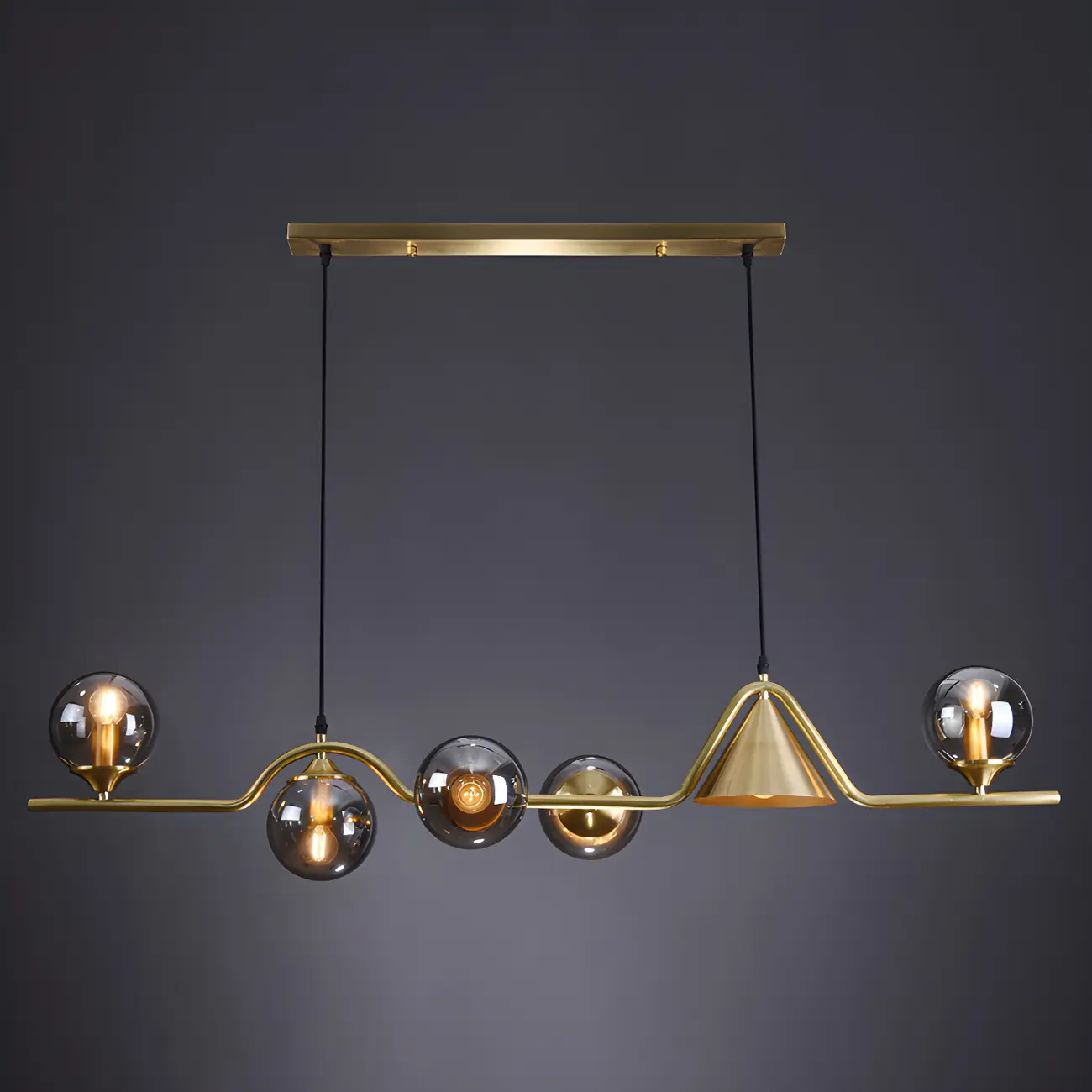 Kitchen Modern Gold Glass Globe Island Chandelier