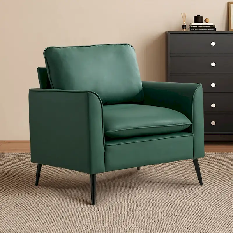 Green Modern 25.99 Upholstered Accent Chair with Waist Pillows and Soft Cushions