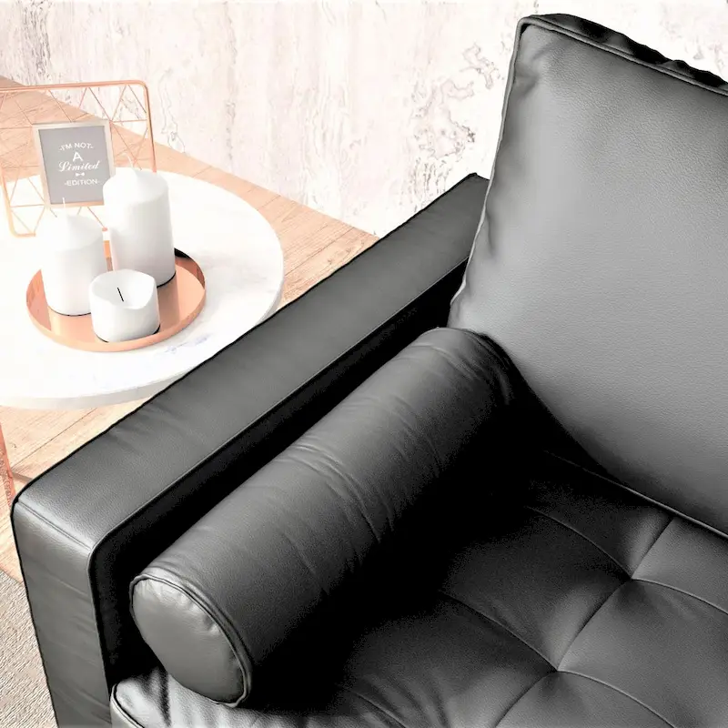 US Pride Faux Leather Mid-century Modern Sofa