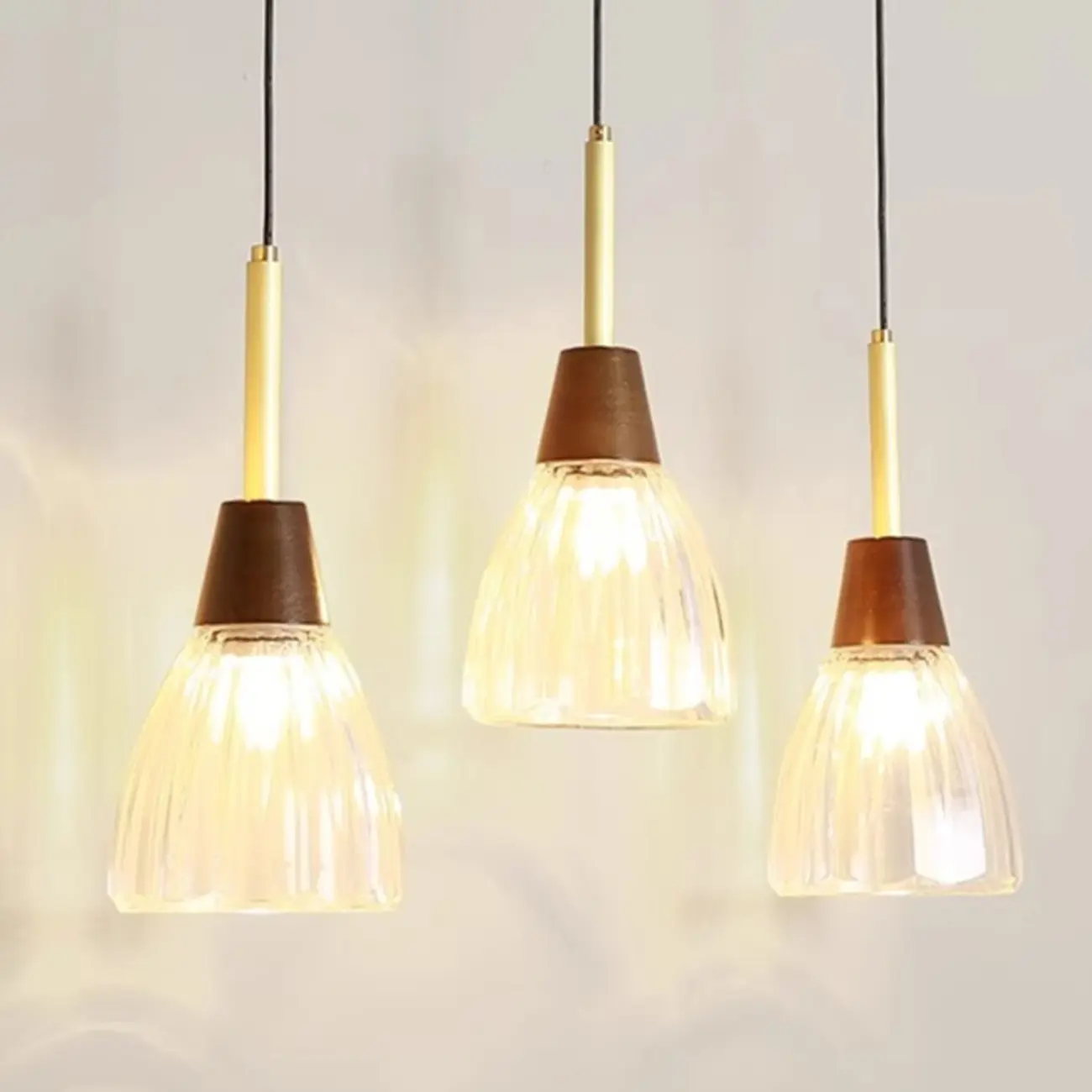 Modern Glass Dome Island Pendant Light in Walnut