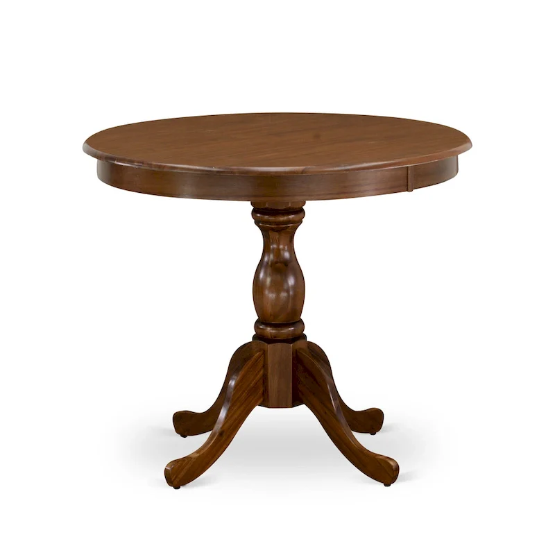 East West Furniture Dining Room Table - a Round kitchen Table Top with Pedestal Base, (Finish Options Available)