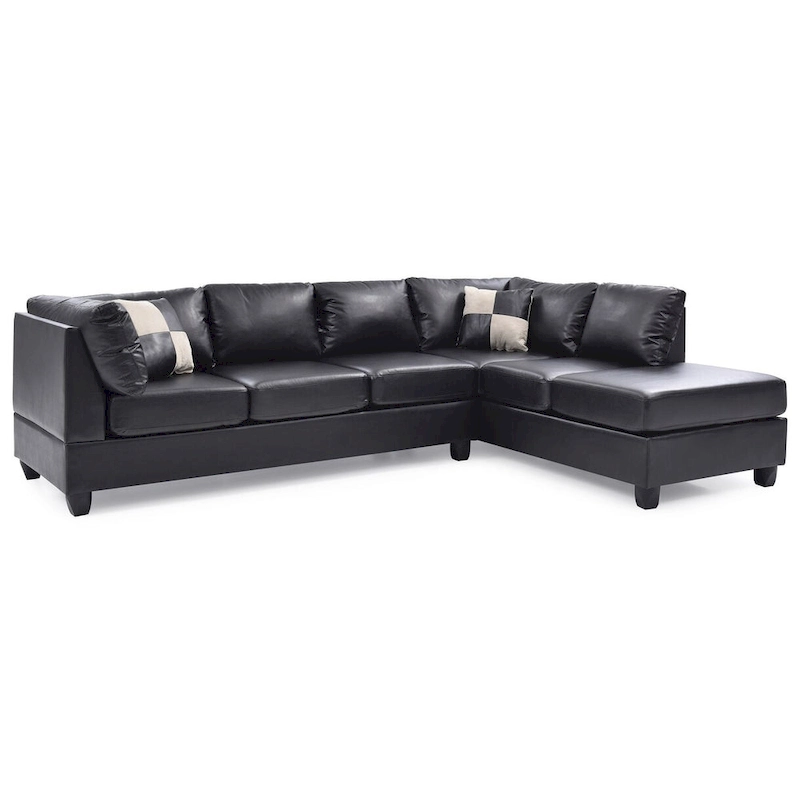 Malone 111 in. Faux Leather 4-Seater Sectional Sofa with 2-Throw Pillow - 111 L x 78 W x 34 H
