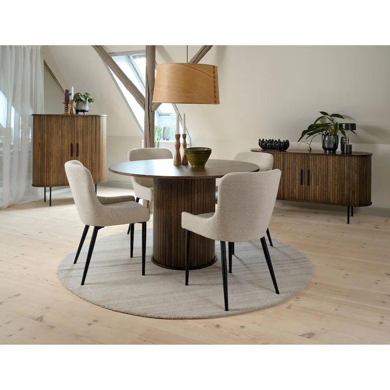 Boucle Dining Chairs with Black Steel Legs