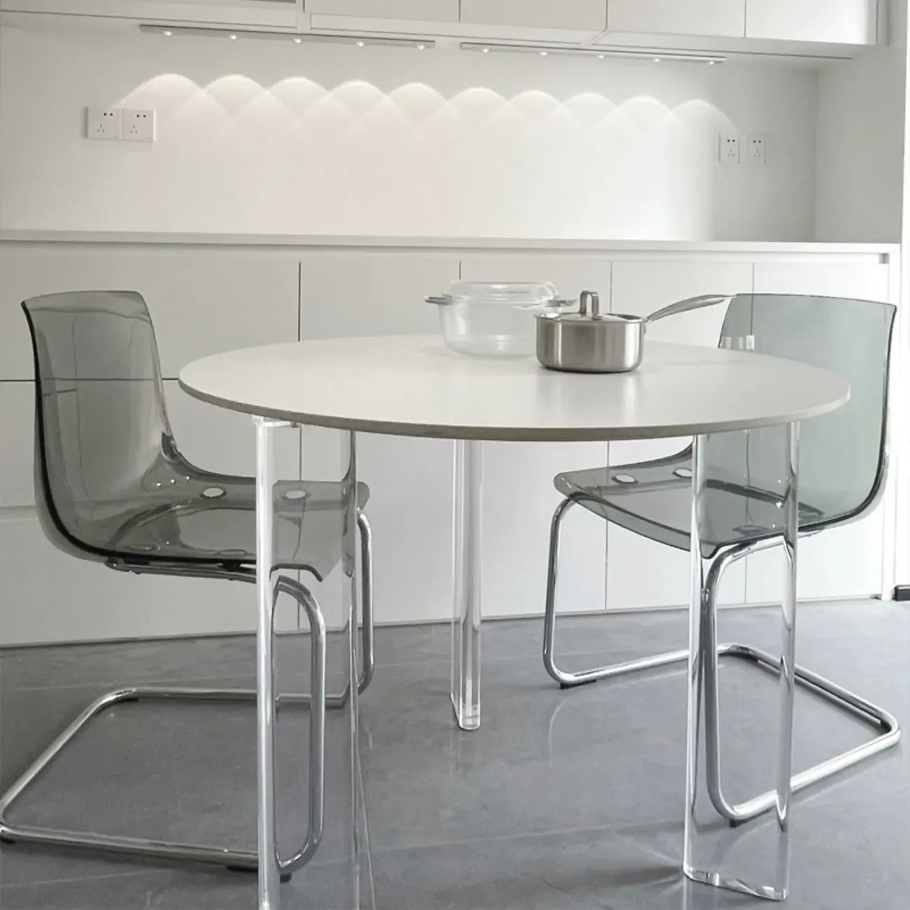 Modern Solid Back Armless Acrylic Dining Chairs