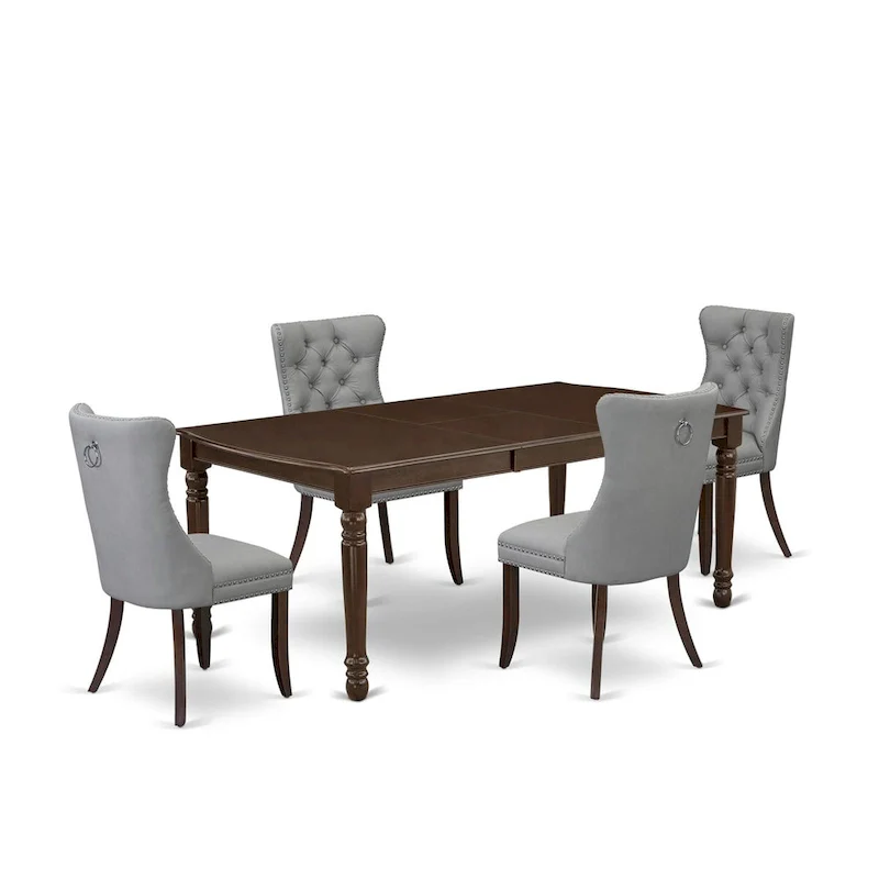 East West Furniture Dining Set Consists of a Rectangle Wooden Table and Upholstered Chairs, Mahogany (Pieces Options)