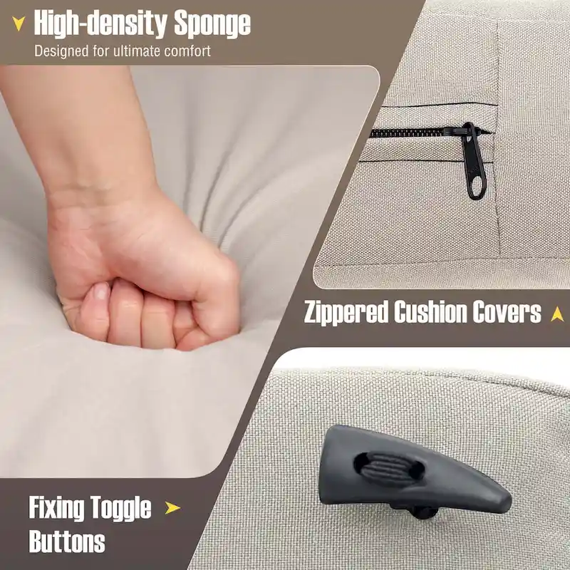 Gymax Set of 7 Dining Furniture Set PE Rattan Sectional Sofa Set Patio