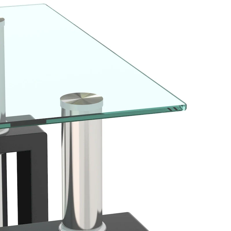 Square Tempered Glass Coffee Table with Metal Legs