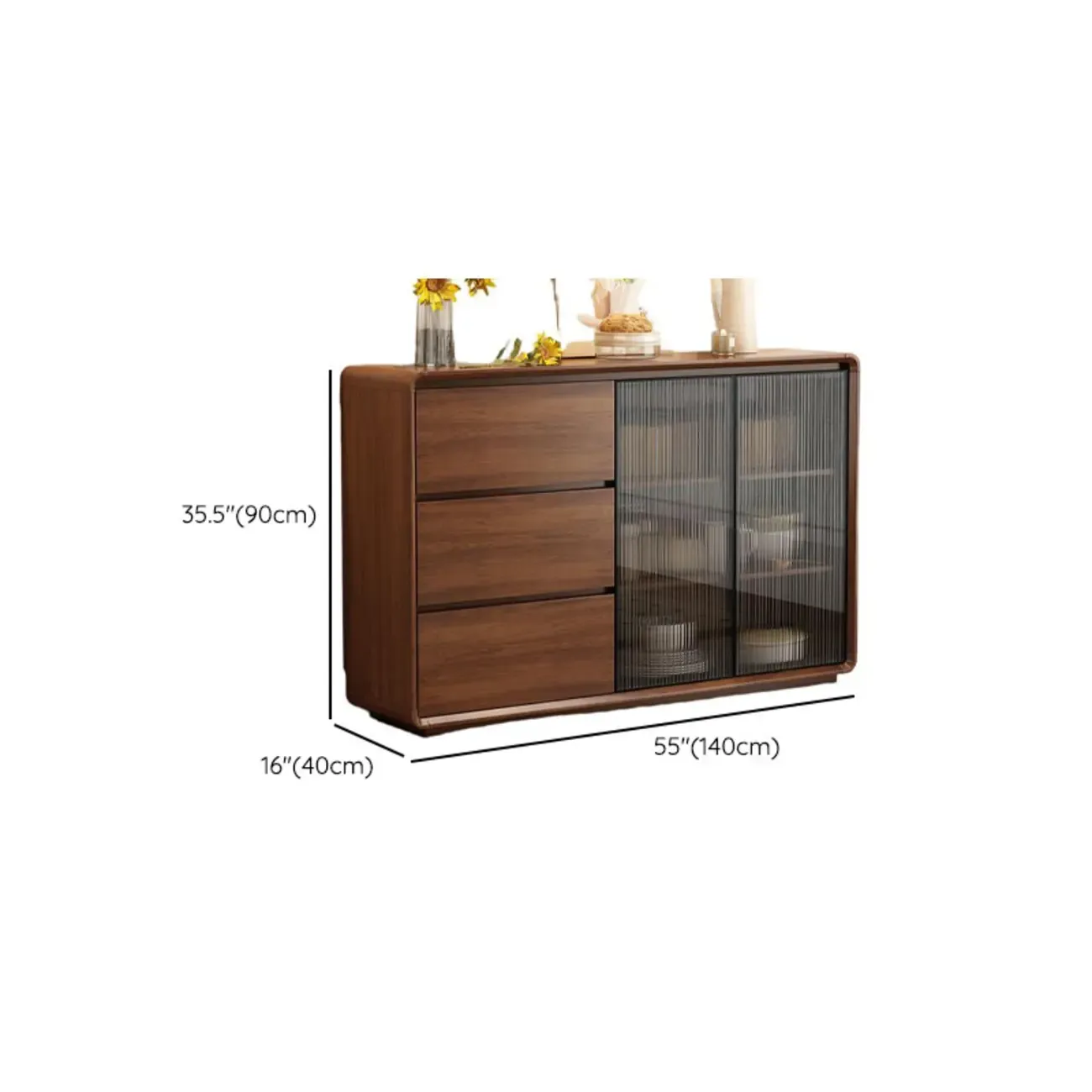 Casual Espresso Wood Sideboard with Drawers