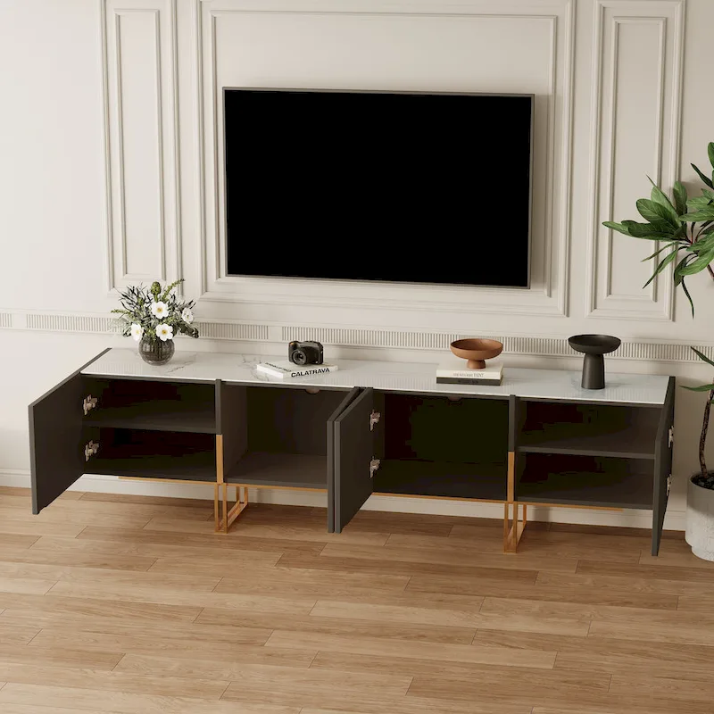 78.7  TV Stand, Entertainment Center with Faux Marble Top